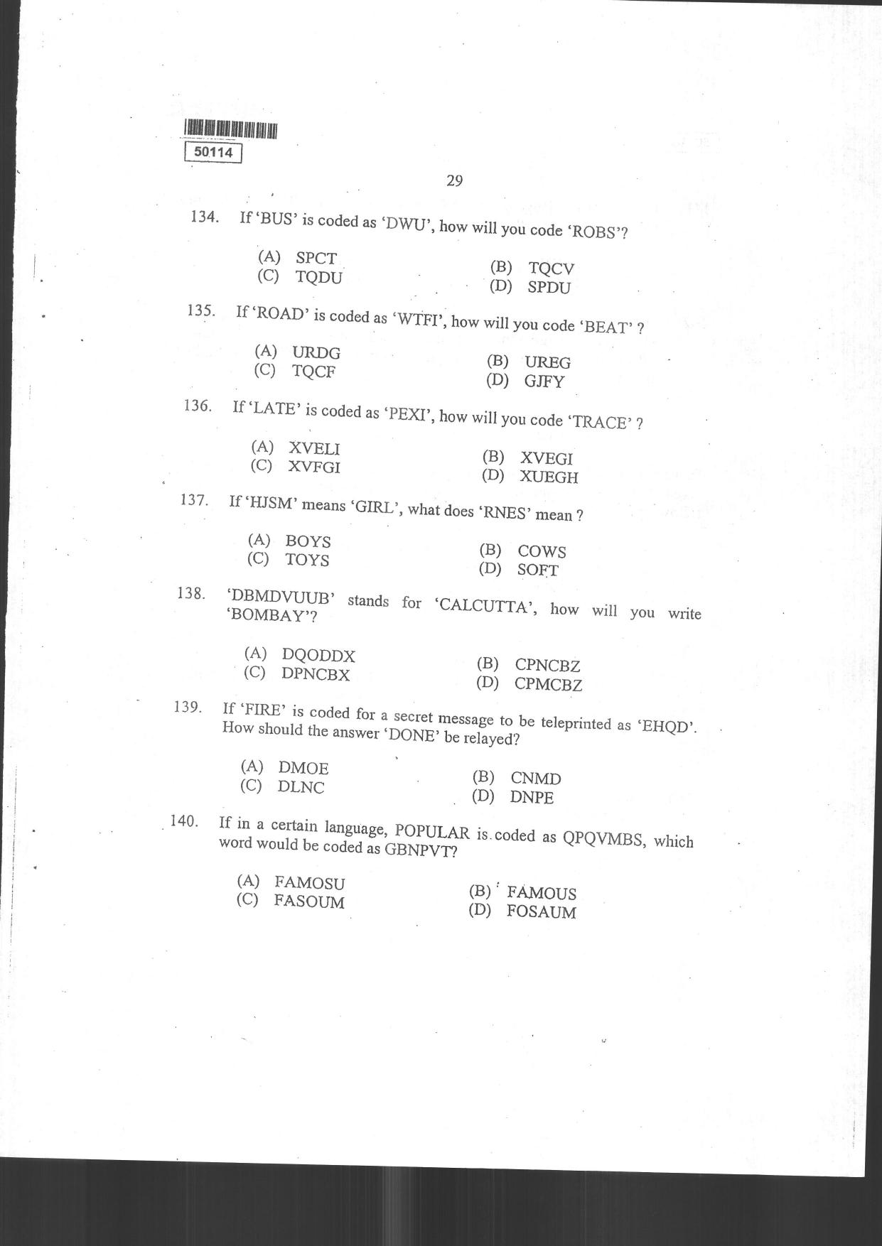 CUSAT CAT 2014 MCA Question Paper - Page 31
