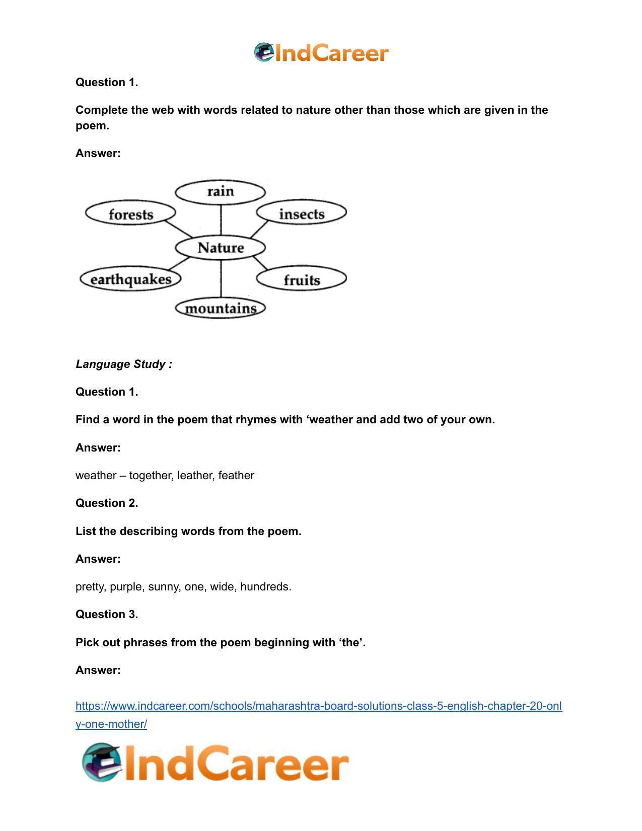 Maharashtra Board Solutions Class 5-English: Chapter 20- Only One Mother - Page 6