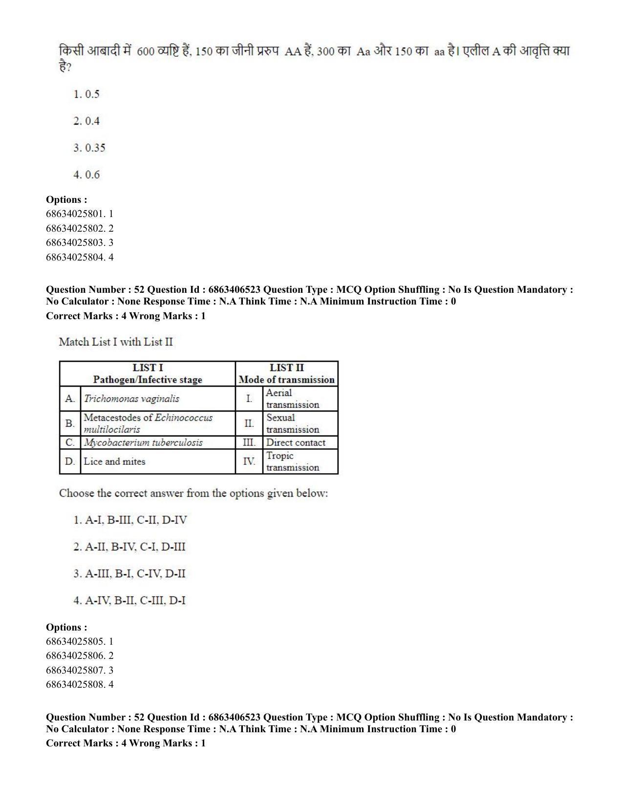 CUET PG 2023: SCQP28 – Zoology (Hindi) - Shift 3 (05-06-2023) Question Paper - Page 48