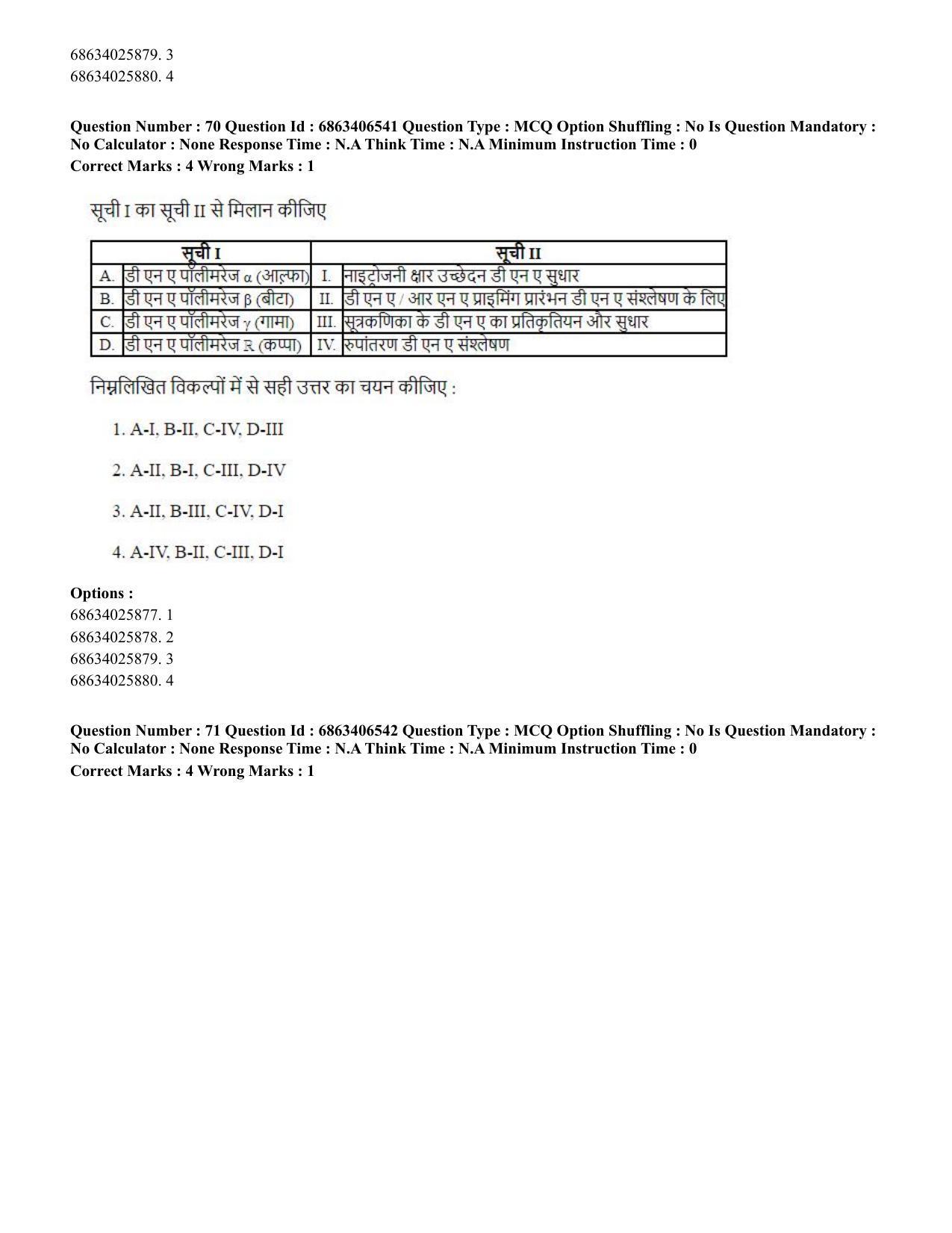 CUET PG 2023: SCQP28 – Zoology (Hindi) - Shift 3 (05-06-2023) Question Paper - Page 68