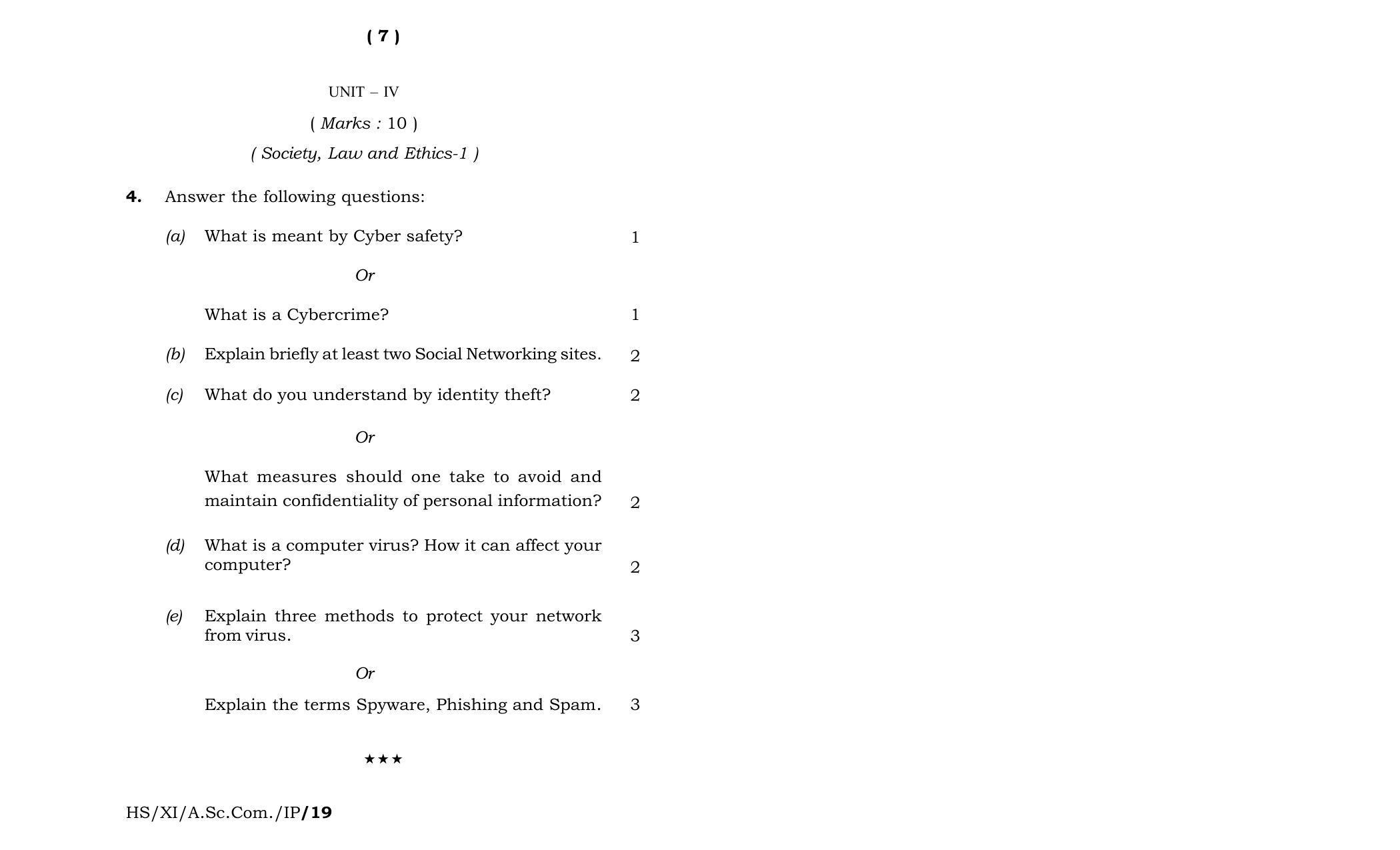 Meghalaya Board (MBOSE) Class 11 Informatics_Practics 2019 Question Paper - Page 4