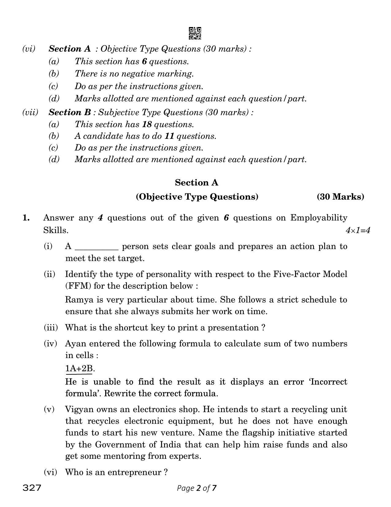 CBSE Class 12 Web Applications (Compartment) 2023 Question Paper - Page 2