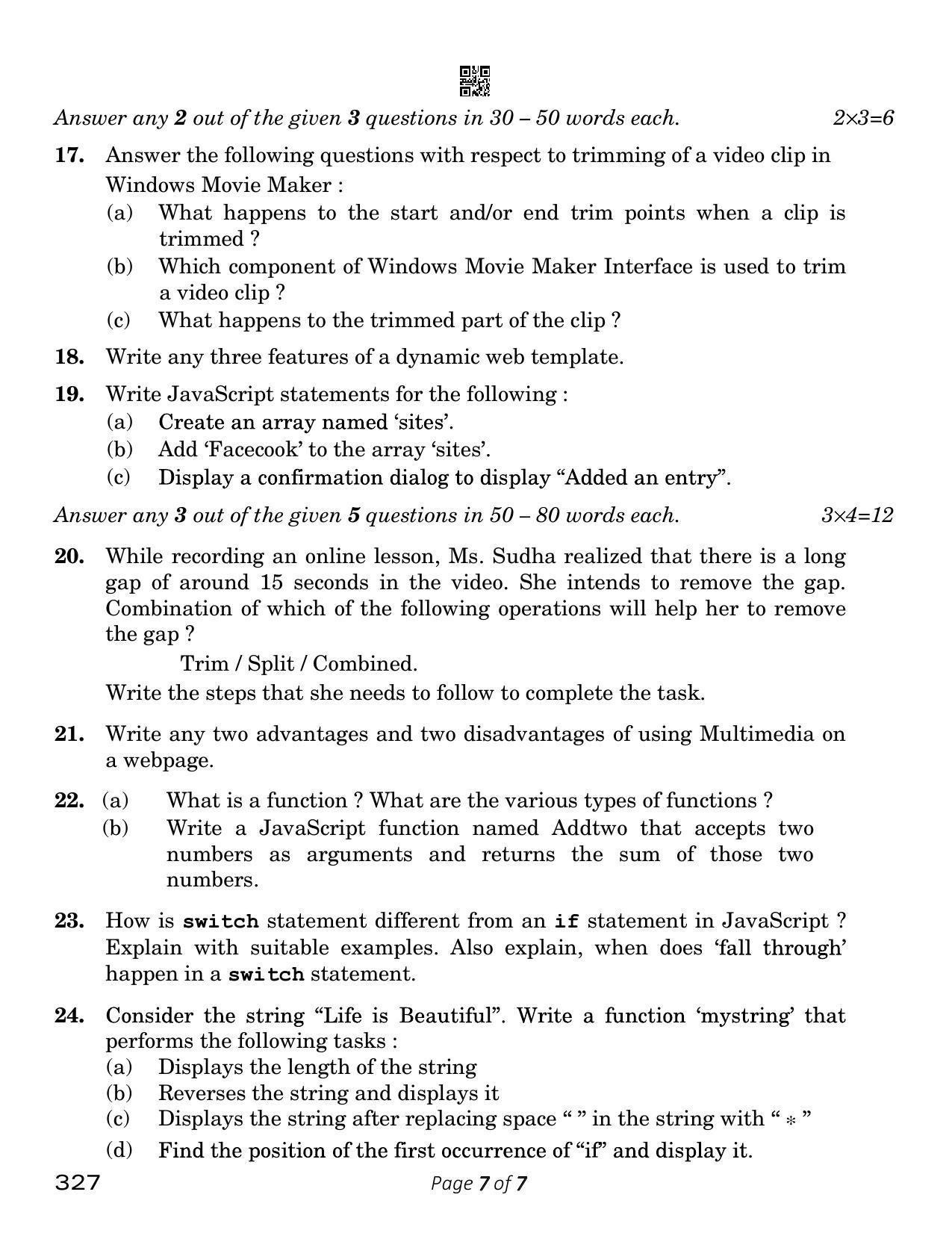 CBSE Class 12 Web Applications (Compartment) 2023 Question Paper - Page 7