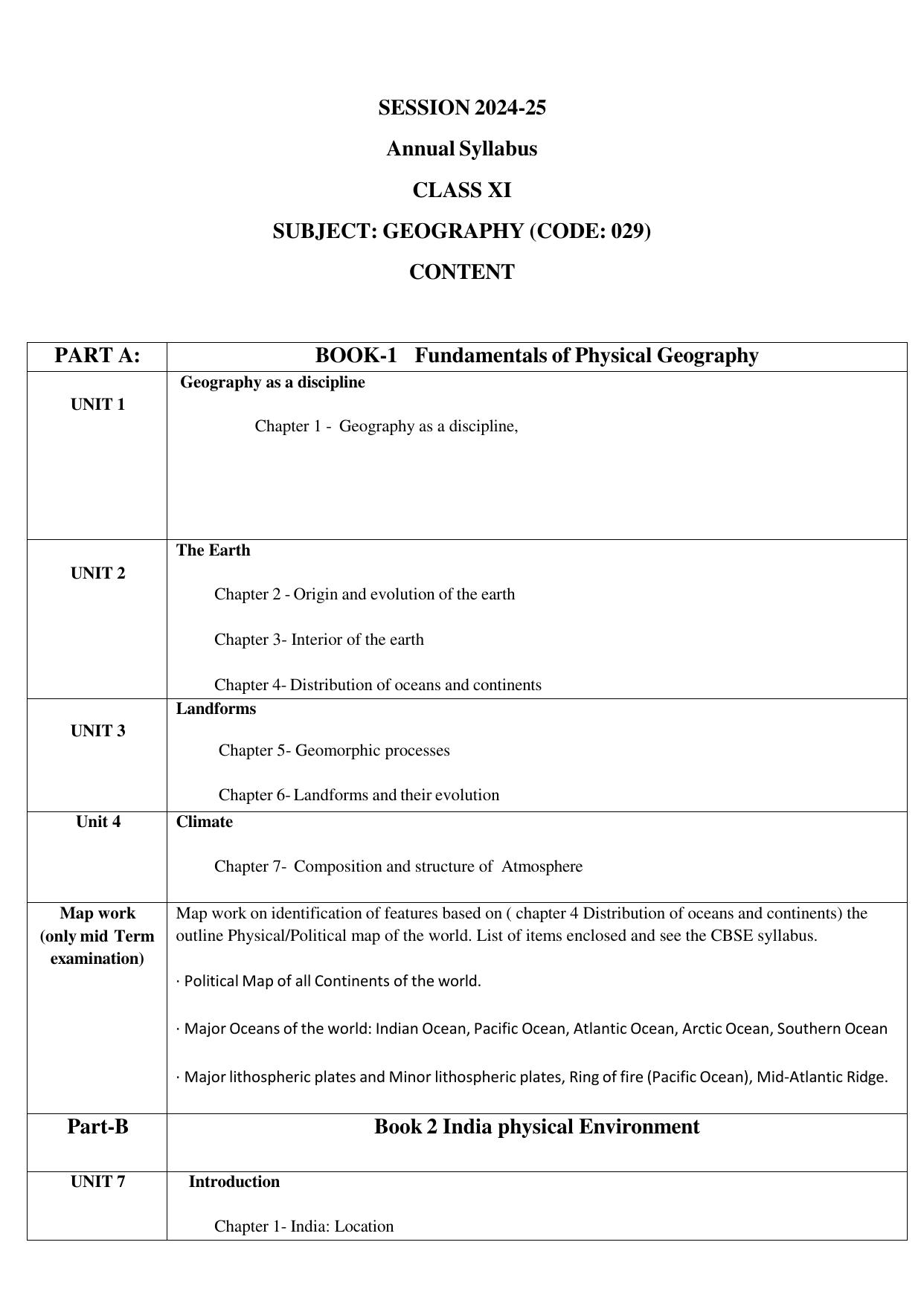 Edudel Class 11 Geography (English Medium) Syllabus 2025 - Page 1
