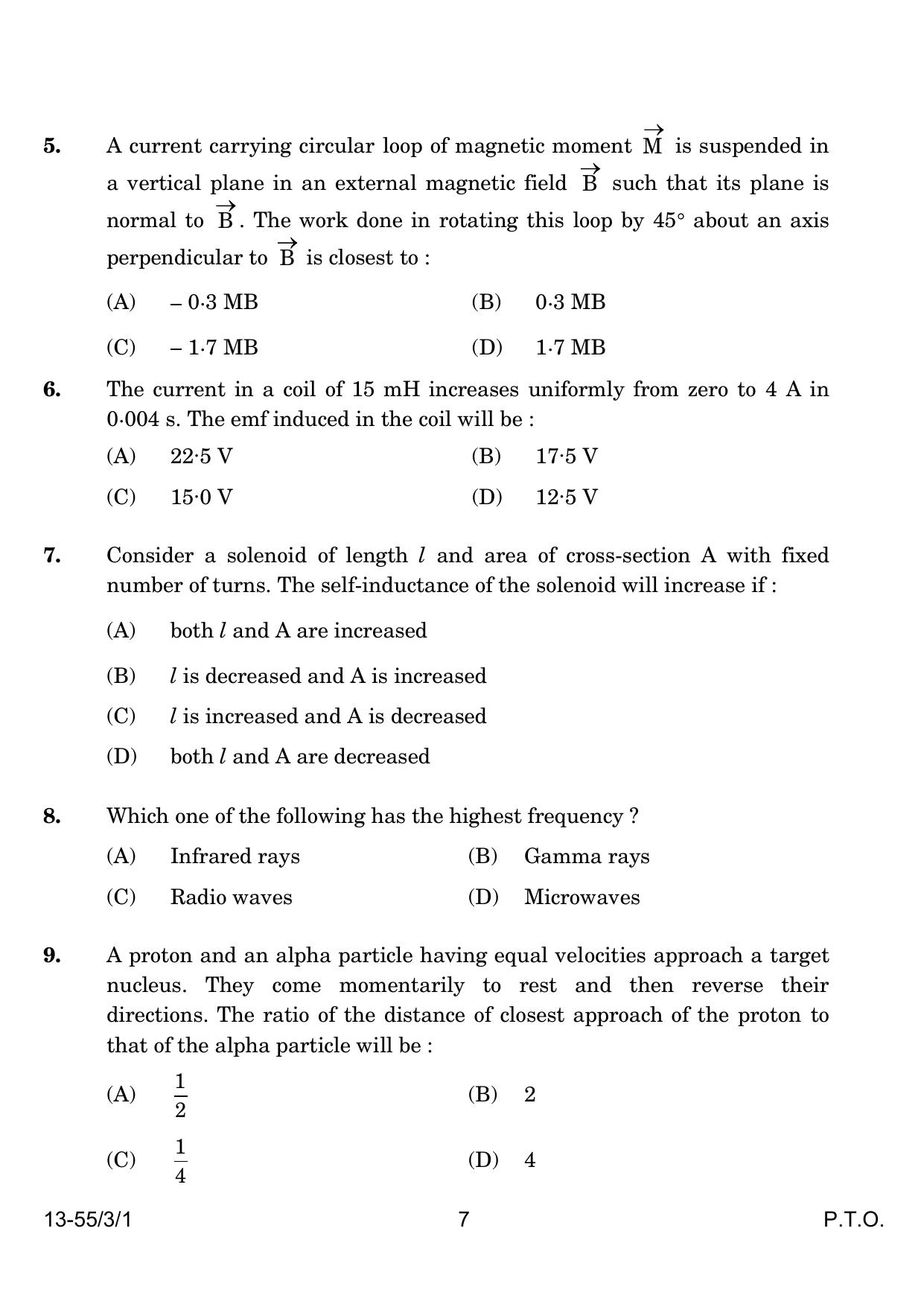 CBSE Class 12 55-3-1 Physics 2024 Question Paper - Page 7