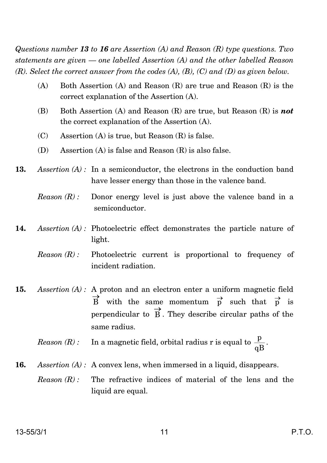 CBSE Class 12 55-3-1 Physics 2024 Question Paper - Page 11