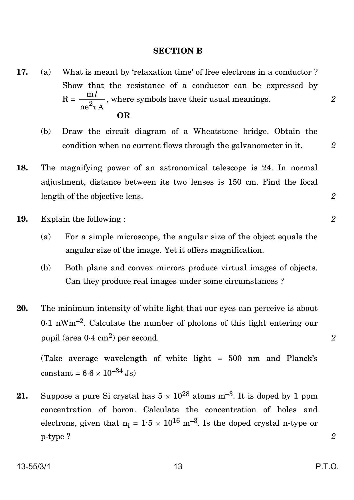 CBSE Class 12 55-3-1 Physics 2024 Question Paper - Page 13