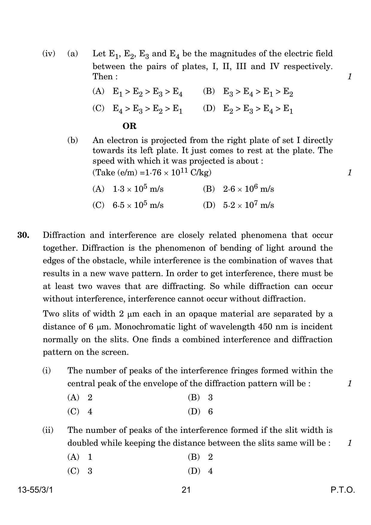 CBSE Class 12 55-3-1 Physics 2024 Question Paper - Page 21
