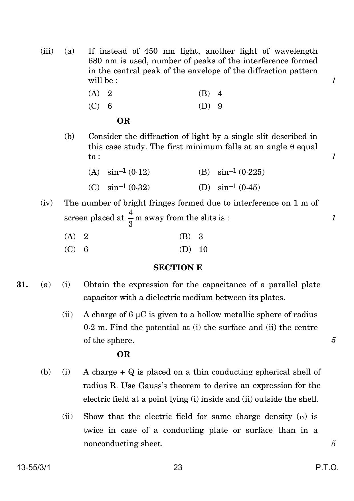 CBSE Class 12 55-3-1 Physics 2024 Question Paper - Page 23