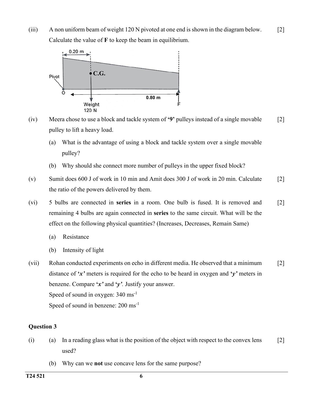 ICSE Class 10 Physics 2024 Question Paper - Page 6