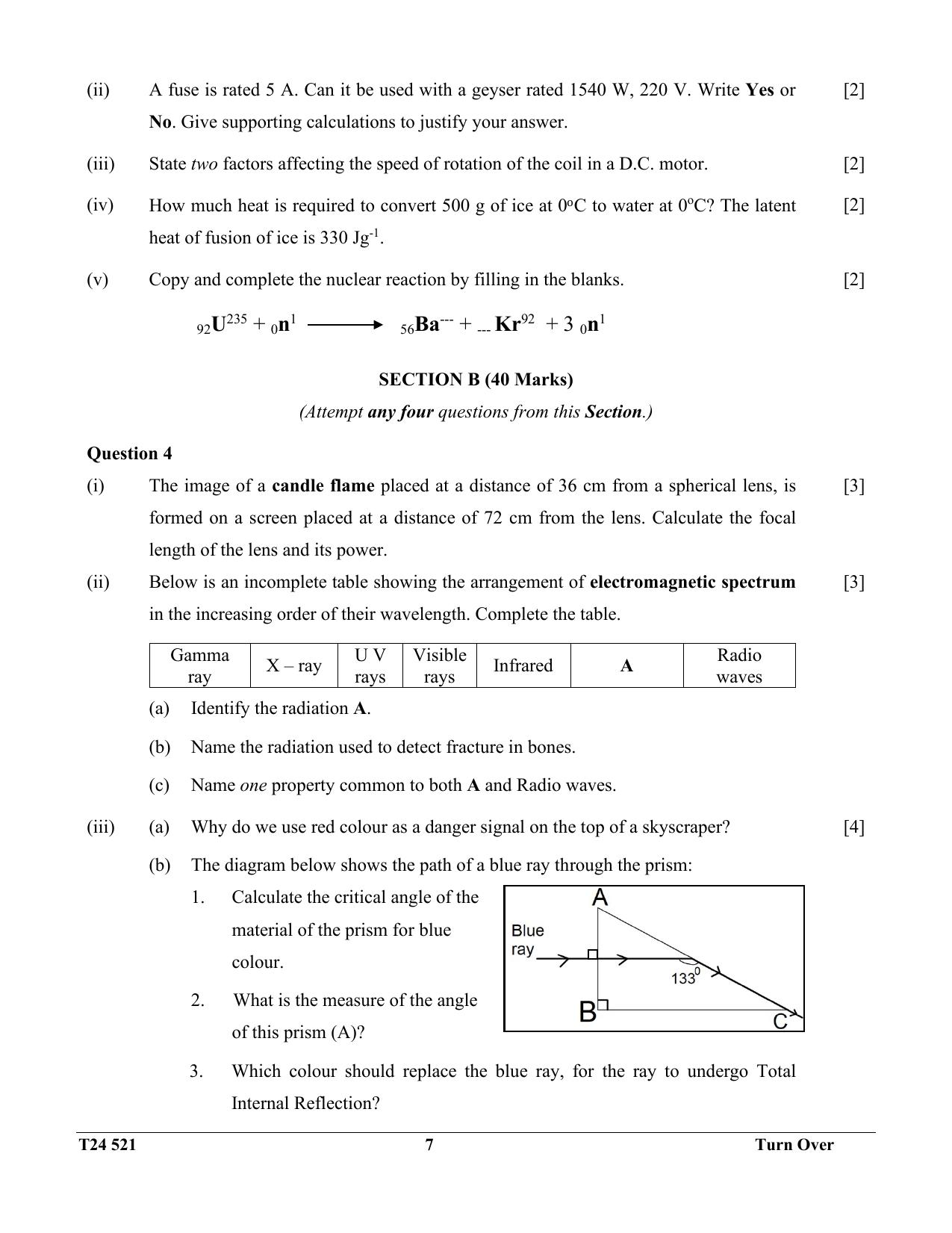 ICSE Class 10 Physics 2024 Question Paper - Page 7