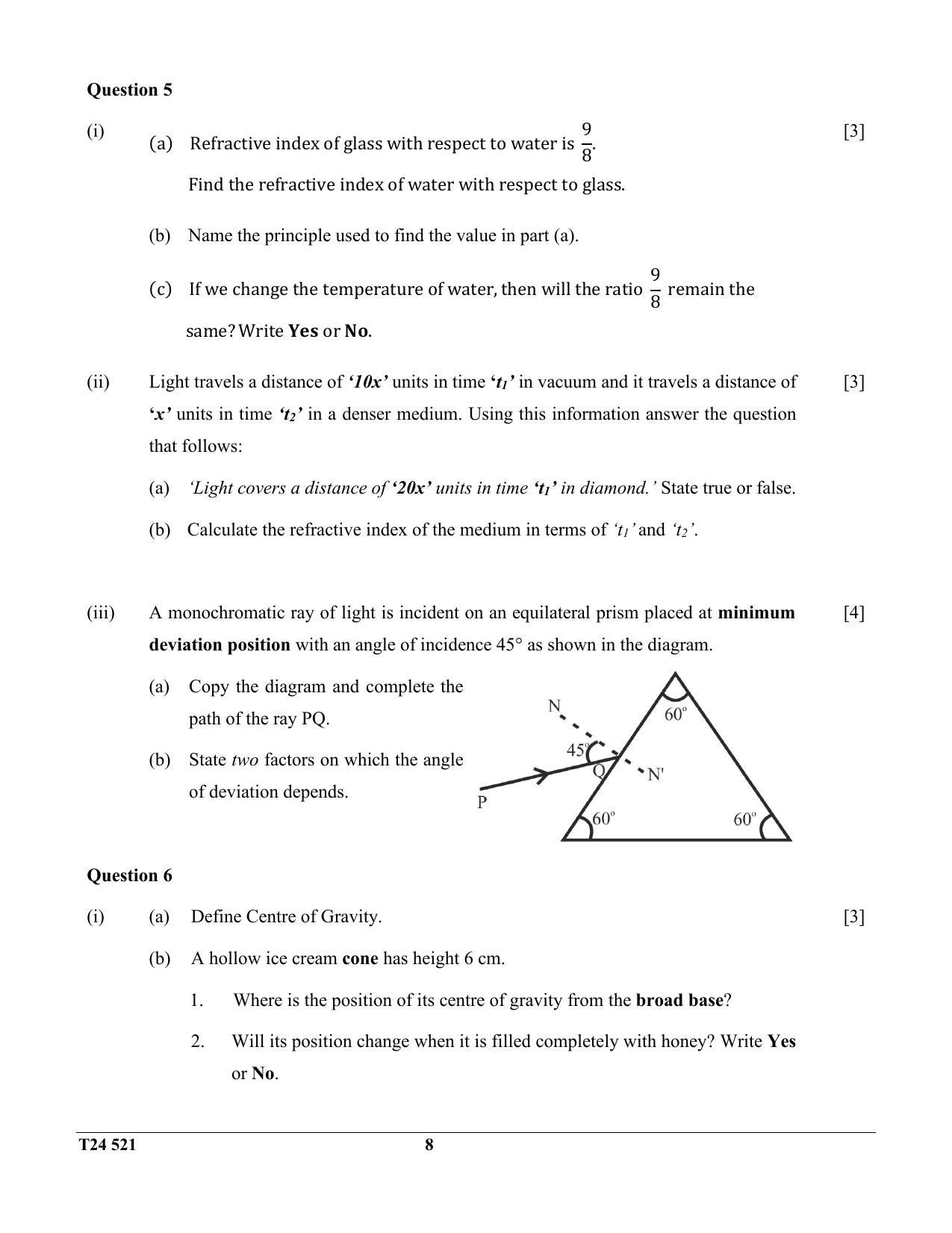ICSE Class 10 Physics 2024 Question Paper - Page 8
