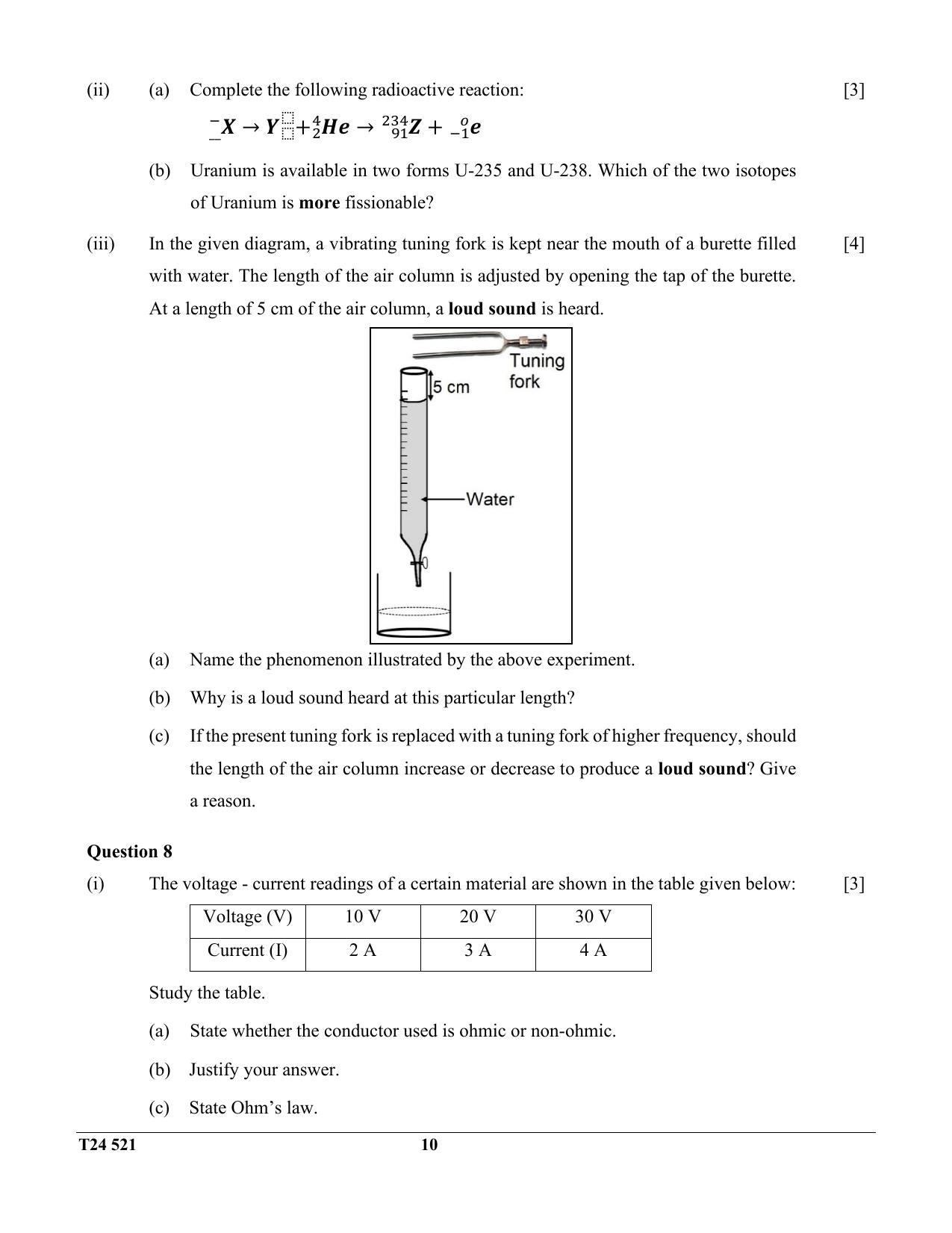 ICSE Class 10 Physics 2024 Question Paper - Page 10
