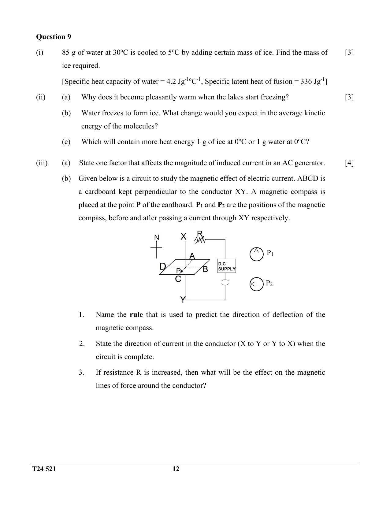 ICSE Class 10 Physics 2024 Question Paper - Page 12