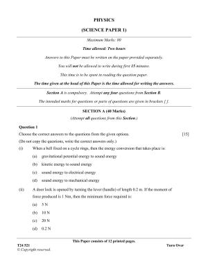ICSE Class 10 Physics 2024 Question Paper