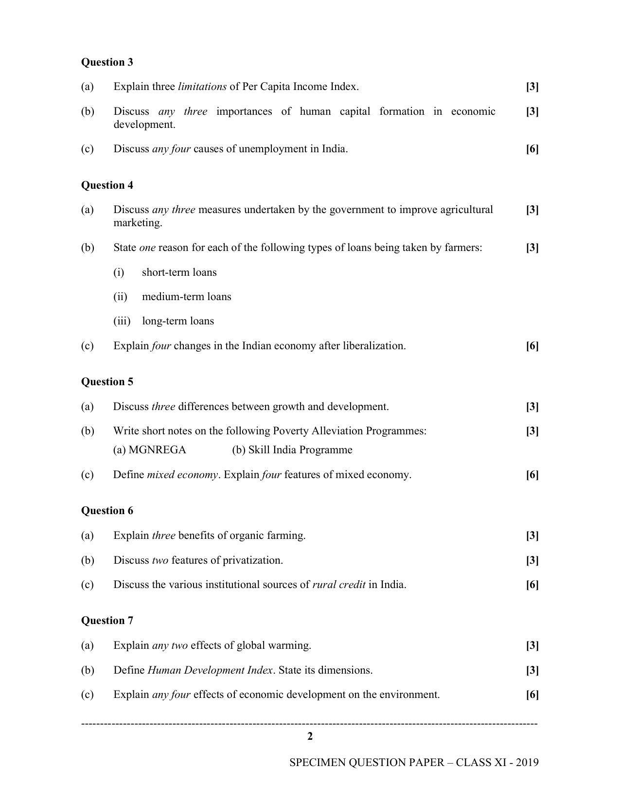 ISC Class 11 Specimen Economics Sample Papers 2023 - Page 2