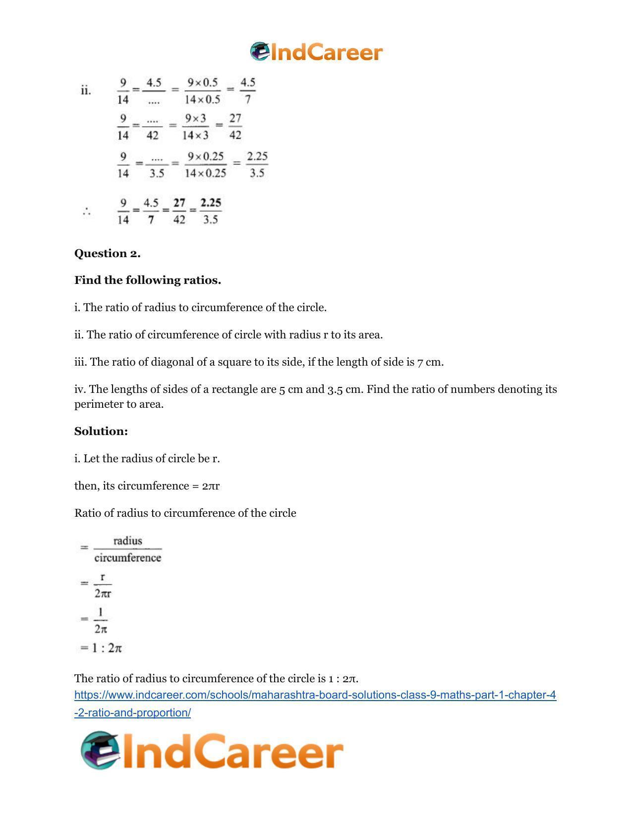 Maharashtra Board Solutions Class 9-Maths (Part 1): Chapter 4.2- Ratio and Proportion - Page 3