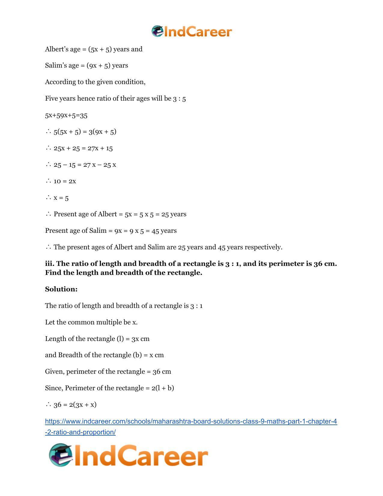 Maharashtra Board Solutions Class 9-Maths (Part 1): Chapter 4.2- Ratio and Proportion - Page 10