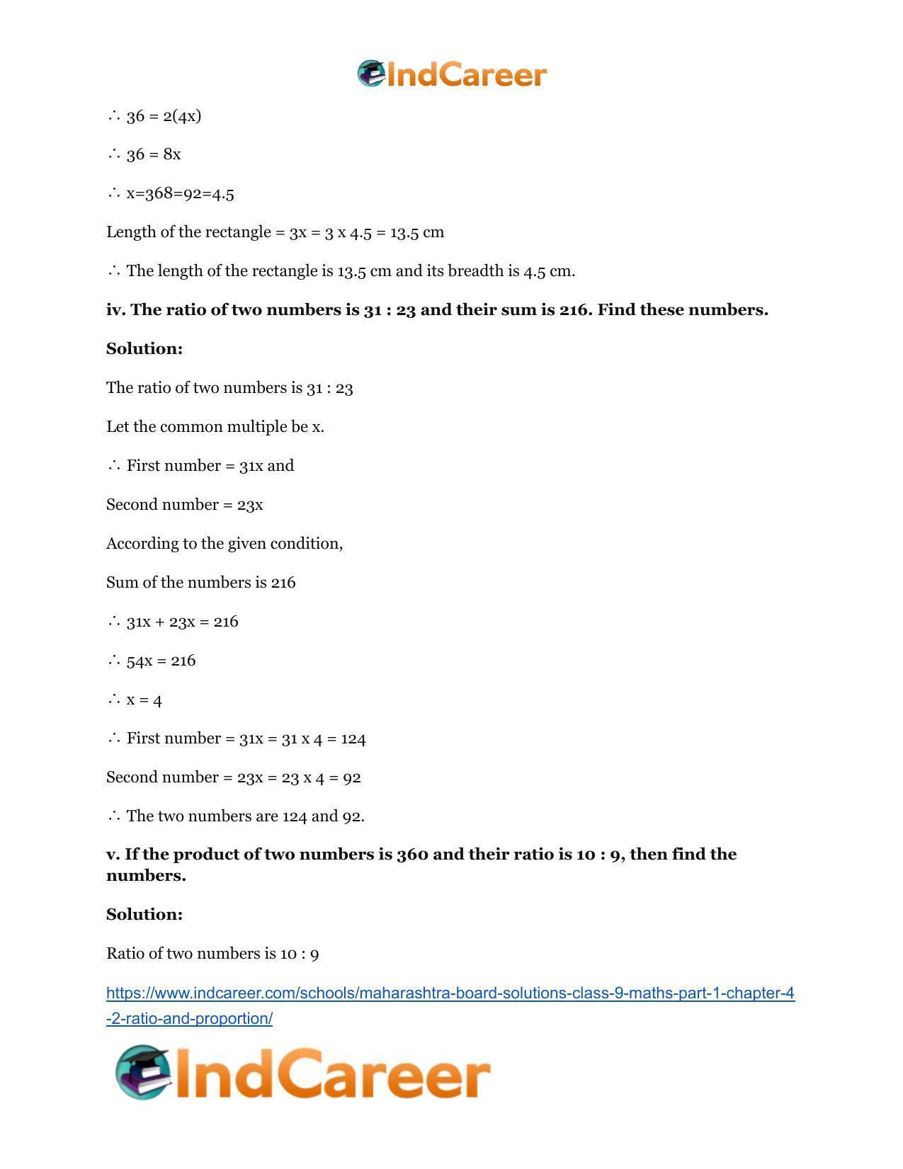 Maharashtra Board Solutions Class 9-Maths (Part 1): Chapter 4.2- Ratio and Proportion - Page 11