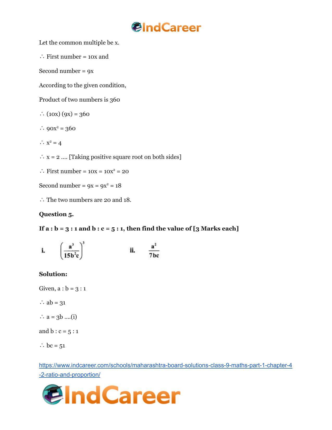 Maharashtra Board Solutions Class 9-Maths (Part 1): Chapter 4.2- Ratio and Proportion - Page 12