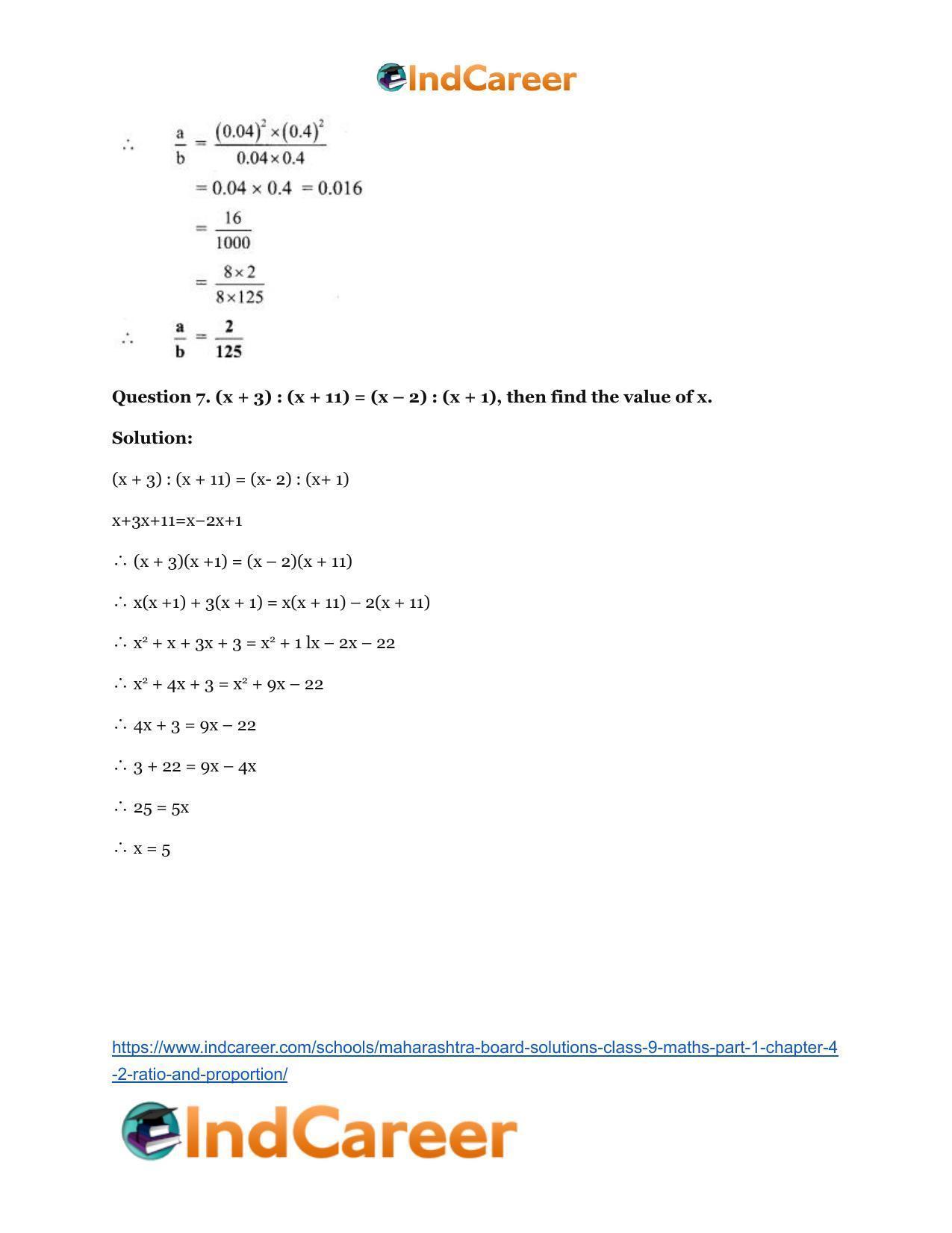 Maharashtra Board Solutions Class 9-Maths (Part 1): Chapter 4.2- Ratio and Proportion - Page 14