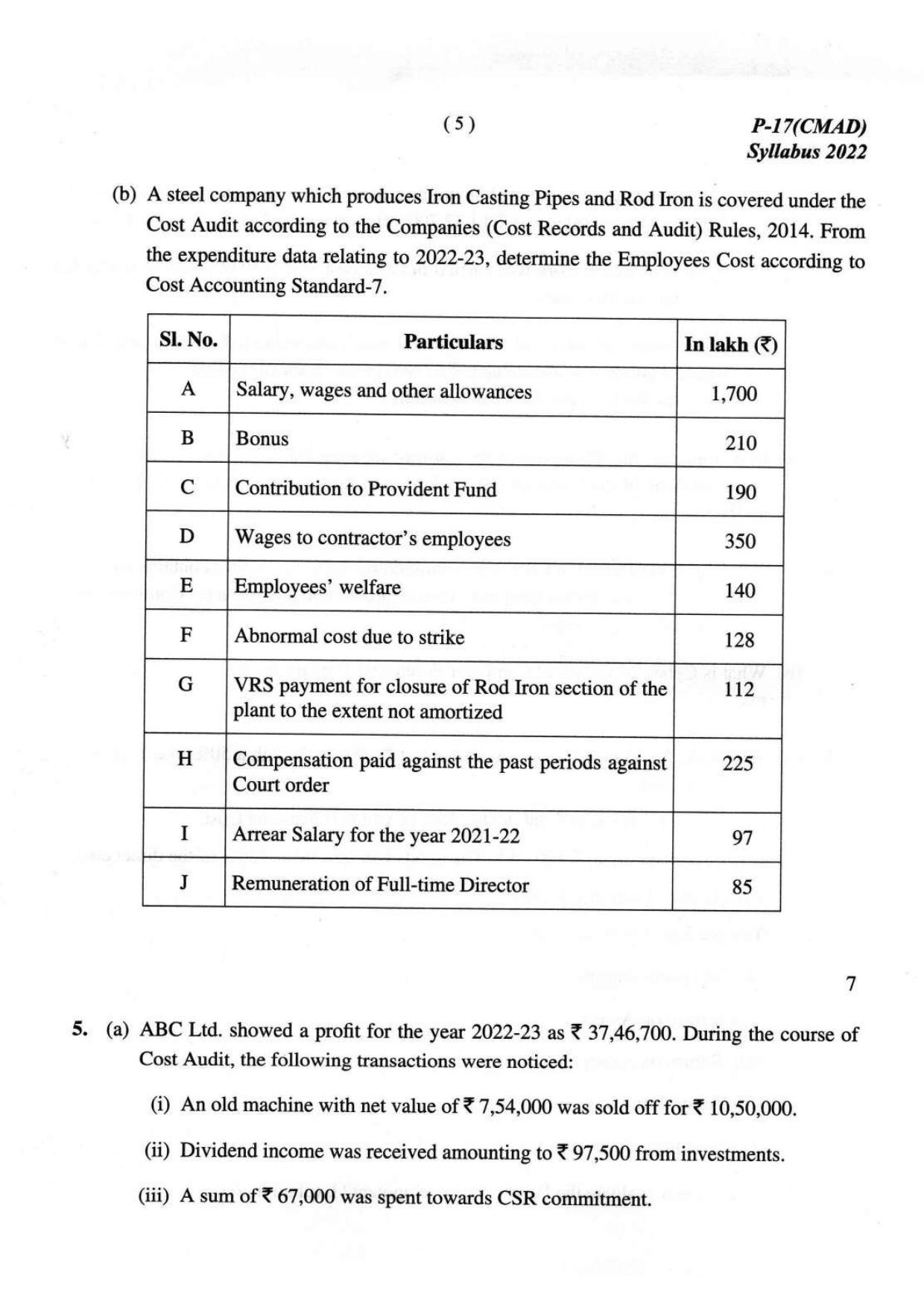 ICMAI Final December 2023 Question Paper - Cost And Management Audit - Page 5