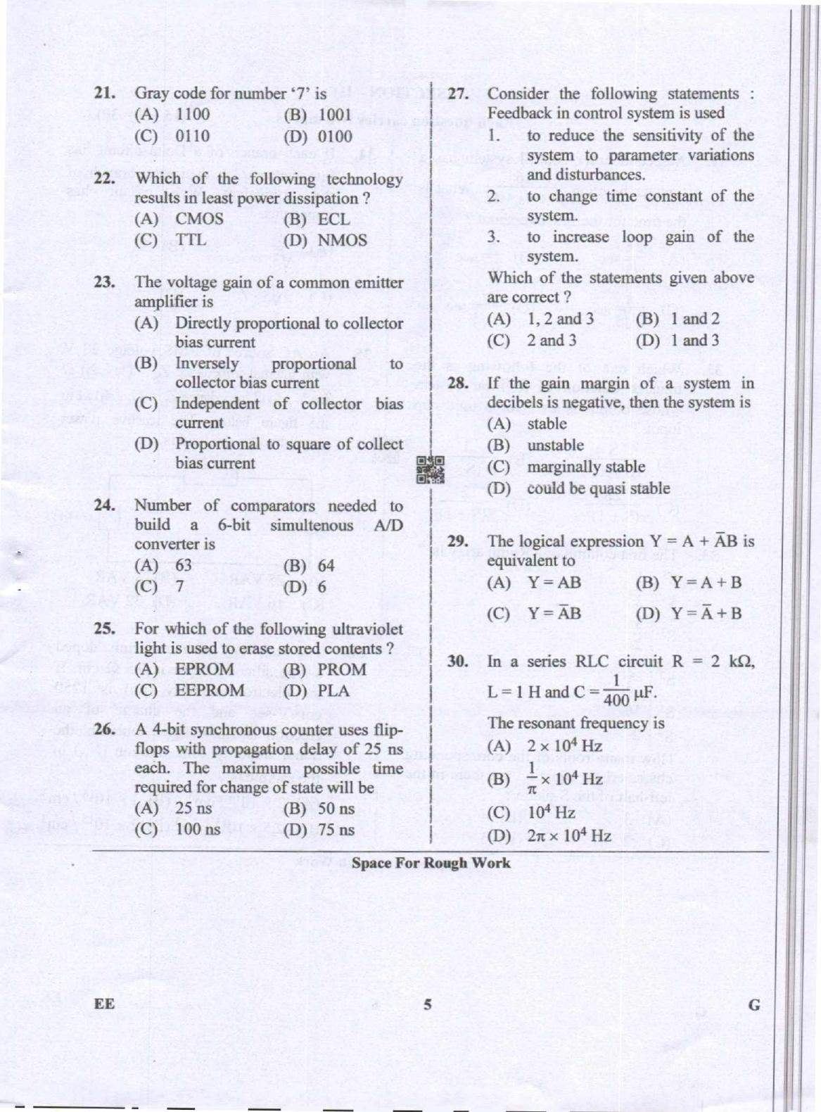 Karnataka PGCET 2019 Electrical Sciences Question Paper - Page 5