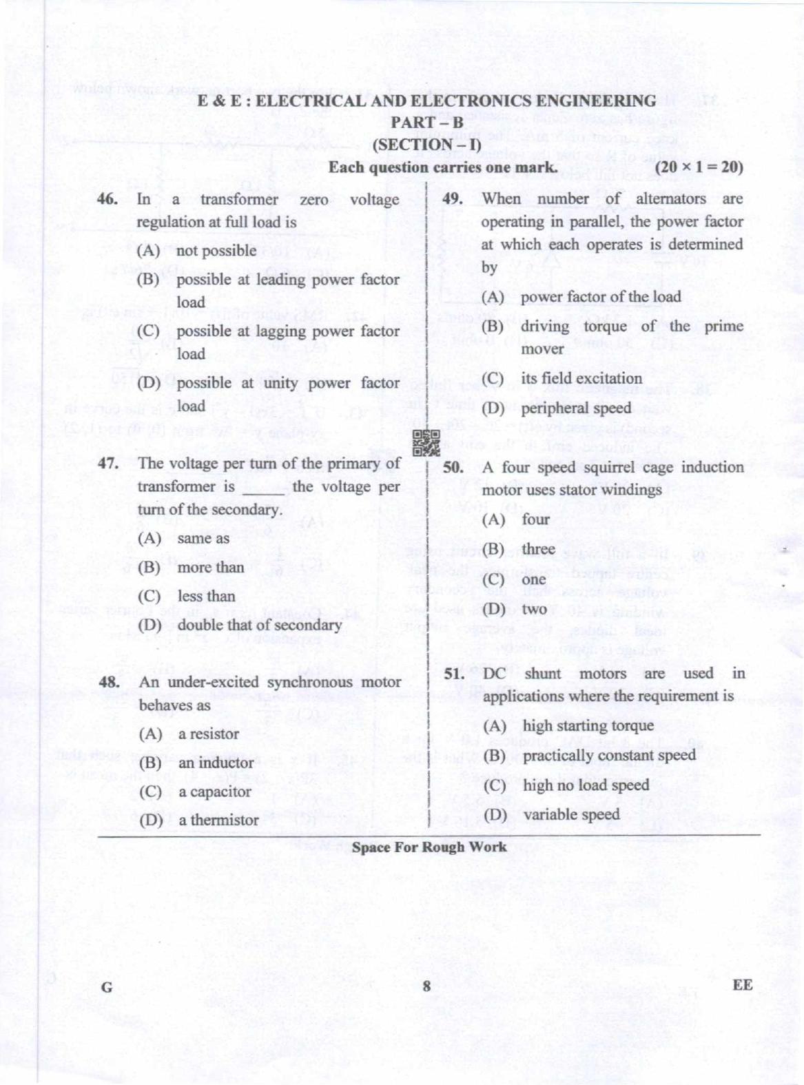 Karnataka PGCET 2019 Electrical Sciences Question Paper - Page 8