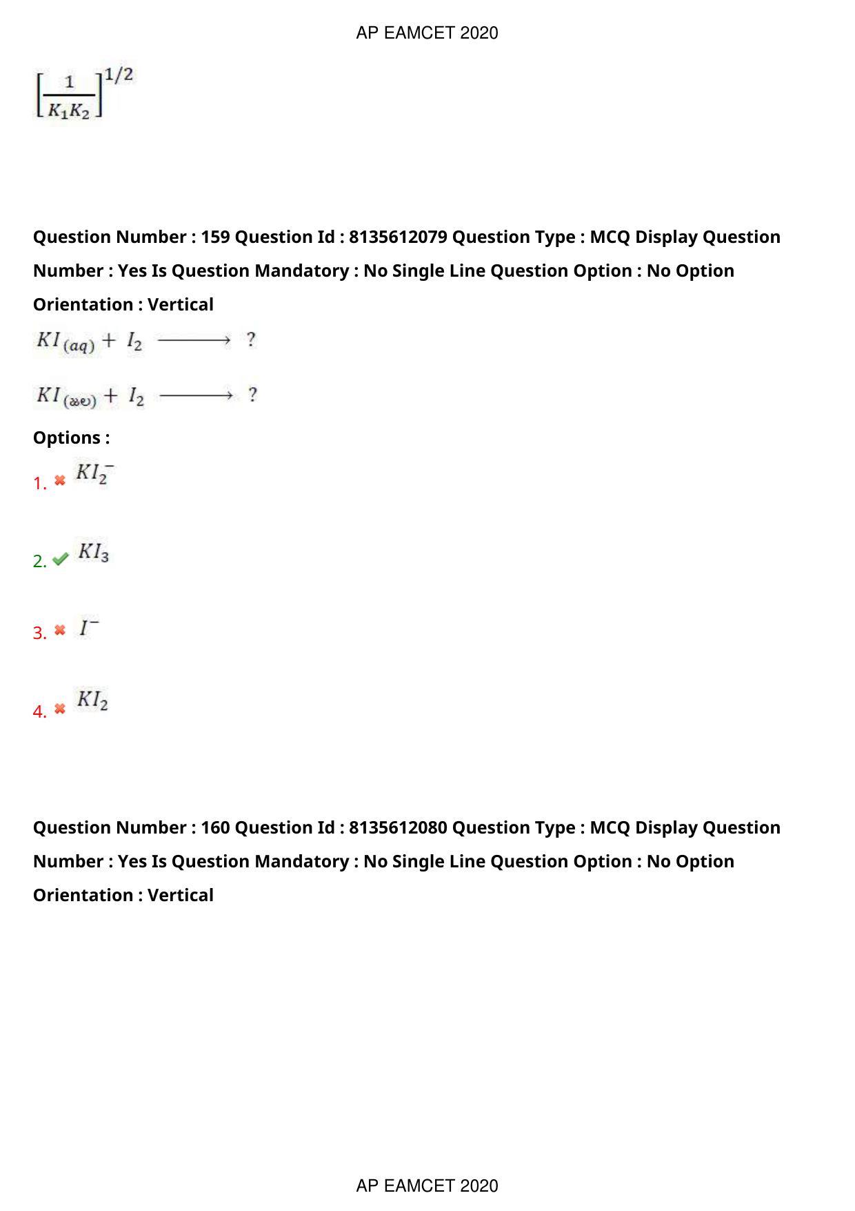 TS EAMCET 2020 Agriculture and Medical Question Paper with Key (25 Sep.2020 Forenoon) - Page 117