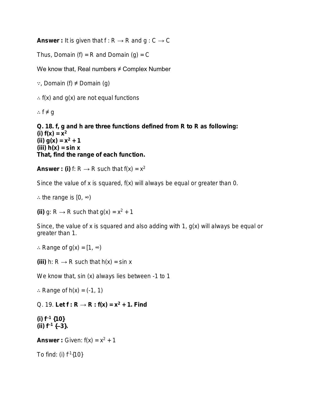 Chapter 3: Functions: RS Aggarwal Class 11 Solutions  - Page 17