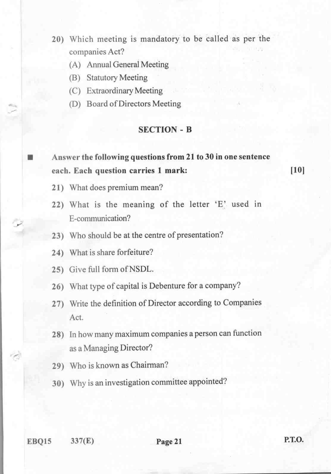 Gujarat Board Class 12th Question Paper 2022: (GHE) Secretarial Practice - Page 21