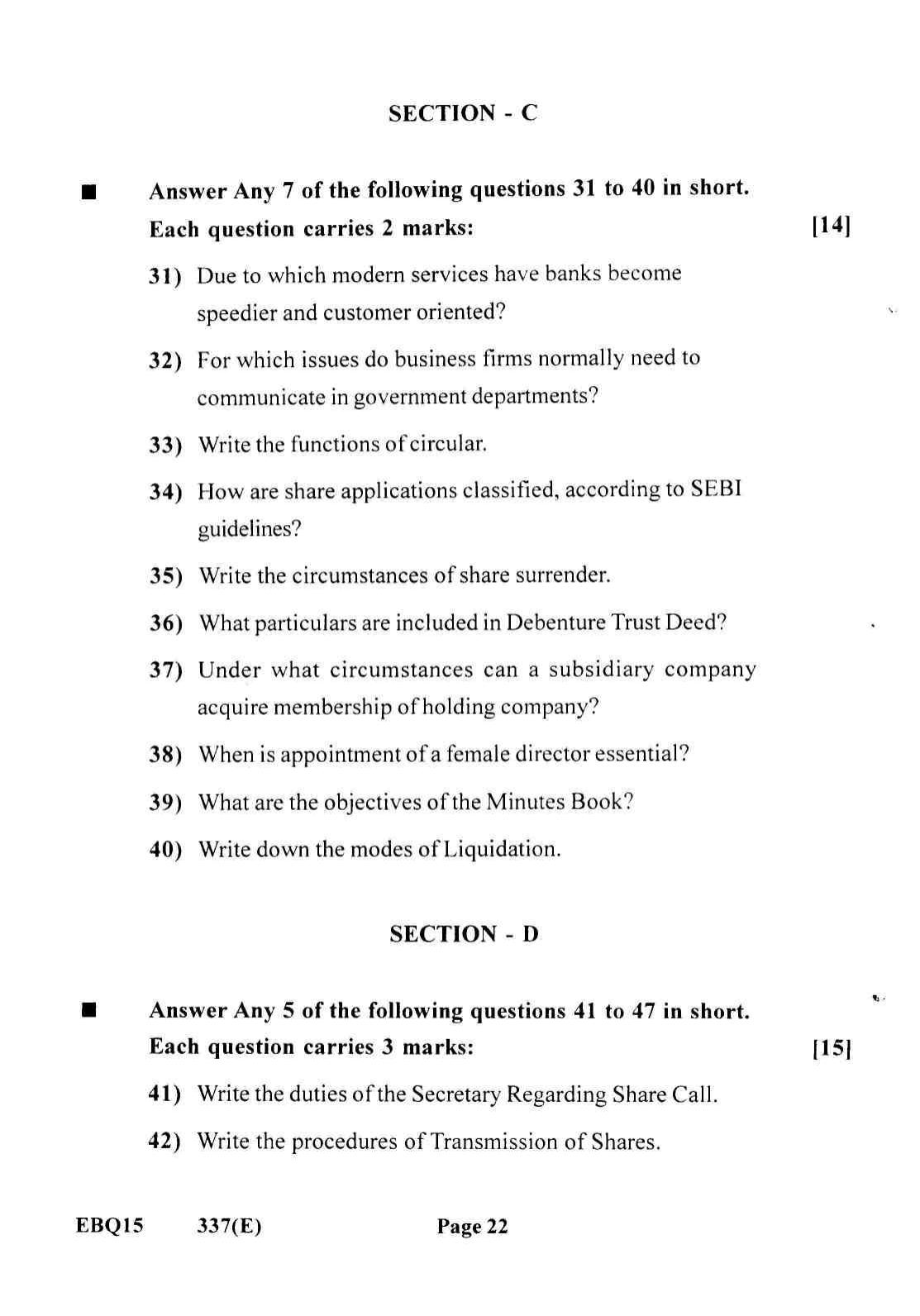 Gujarat Board Class 12th Question Paper 2022: (GHE) Secretarial Practice - Page 22