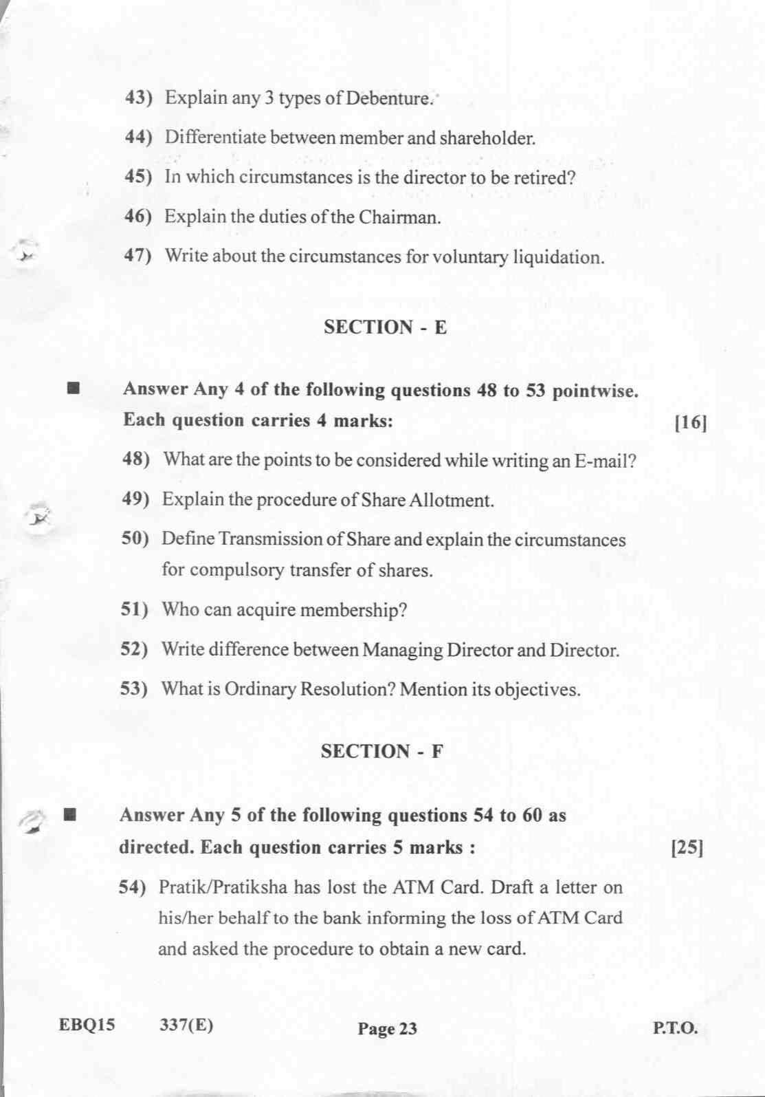 Gujarat Board Class 12th Question Paper 2022: (GHE) Secretarial Practice - Page 23