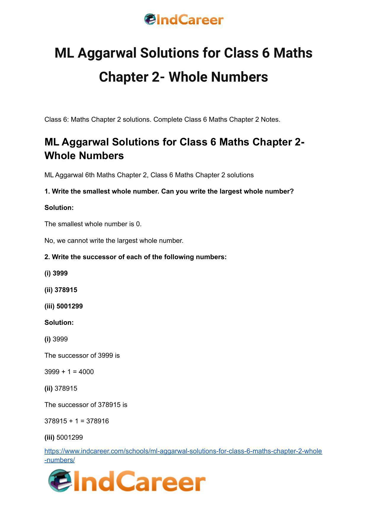 ML Aggarwal Solutions for Class 6 Maths Chapter 2- Whole Numbers - Page 2