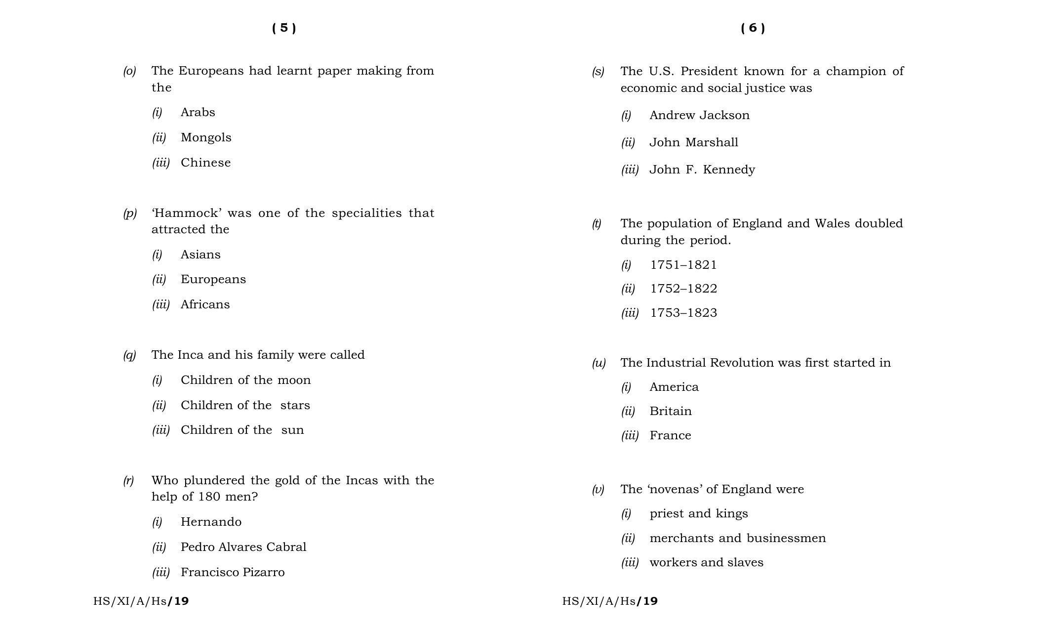 Meghalaya Board (MBOSE) Class 11 History 2019 Question Paper - Page 3