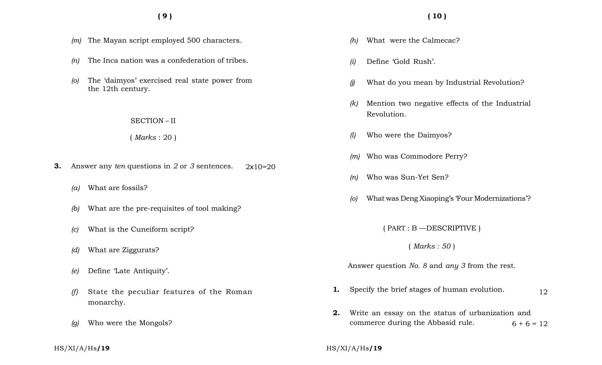 Meghalaya Board (MBOSE) Class 11 History 2019 Question Paper - Page 5