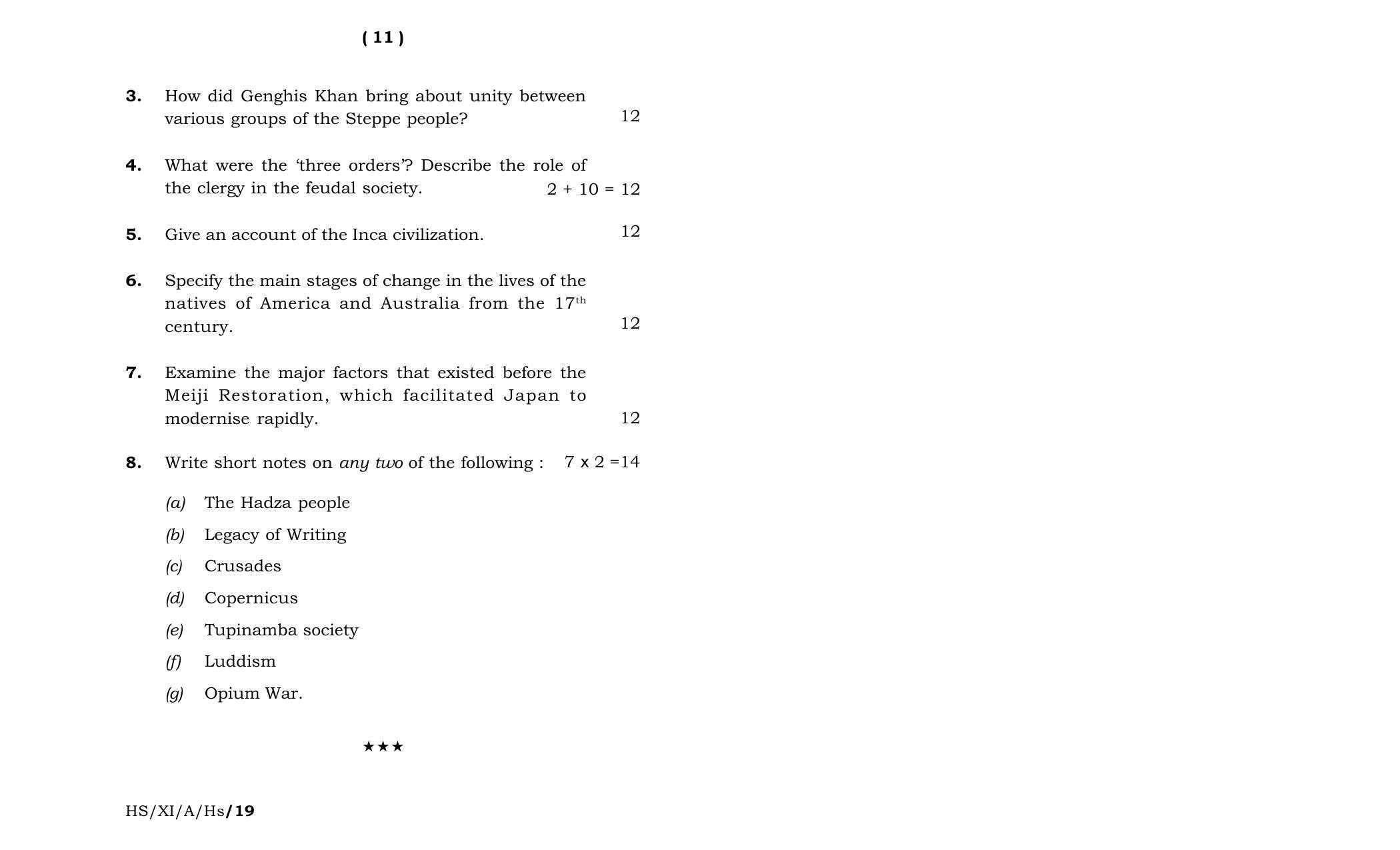 Meghalaya Board (MBOSE) Class 11 History 2019 Question Paper - Page 6