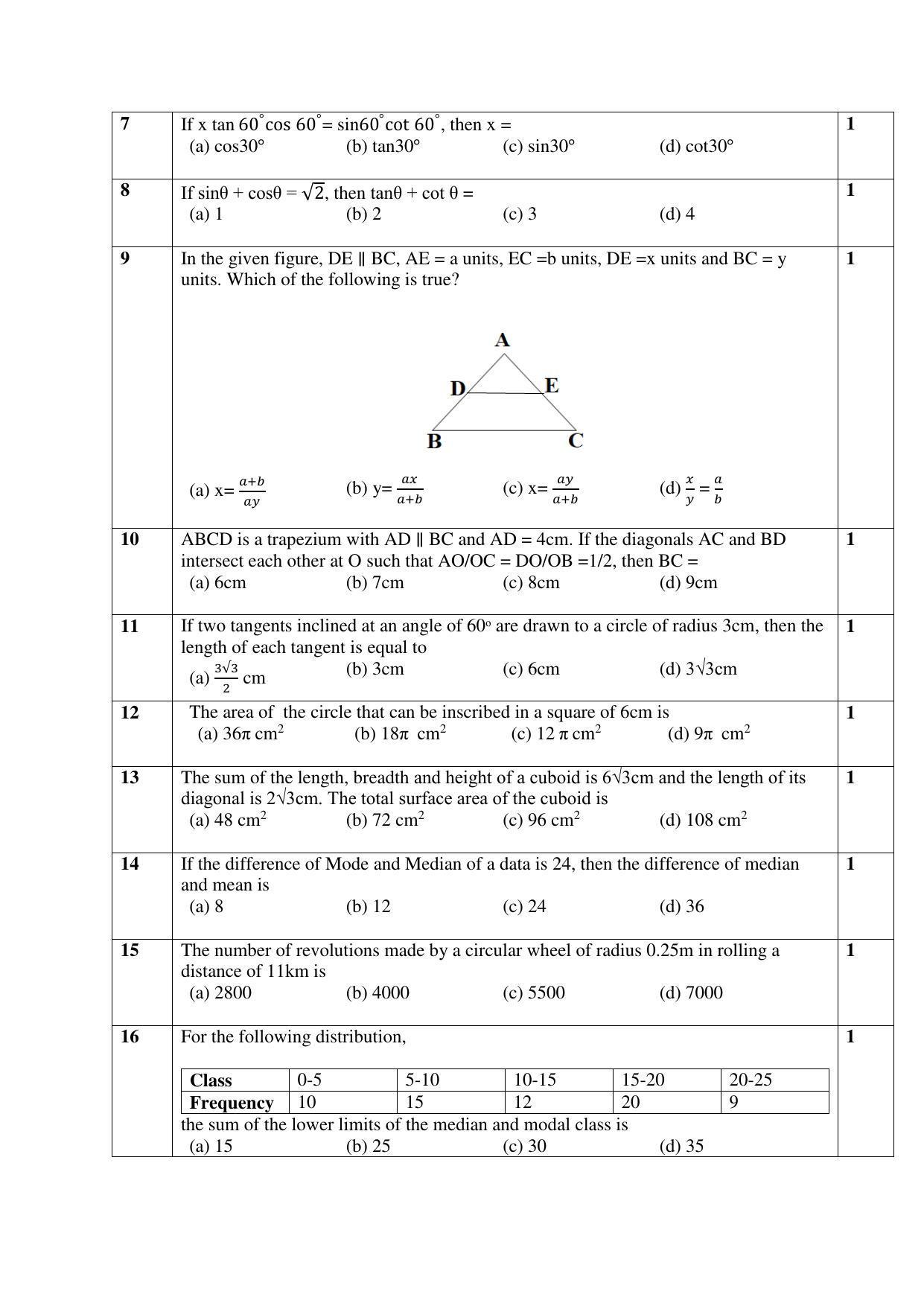 CBSE Class 10 Mathematics (Standard) Sample Papers 2023 - Page 2