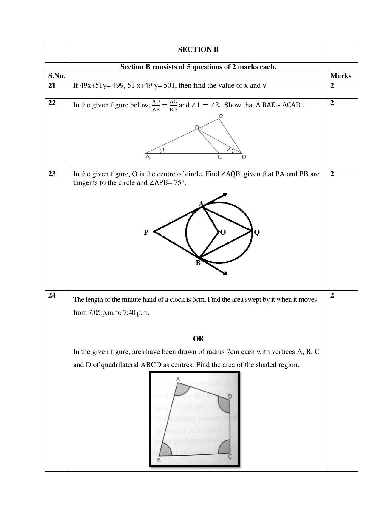 CBSE Class 10 Mathematics (Standard) Sample Papers 2023 - Page 4