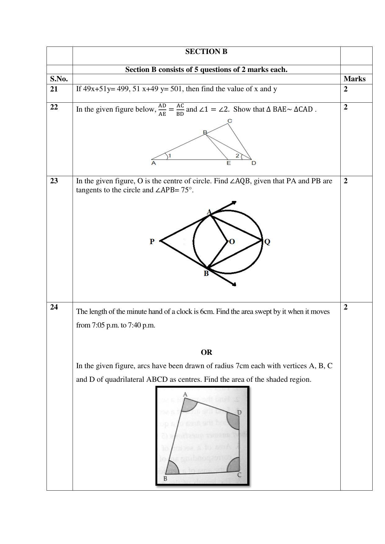 CBSE Class 10 Mathematics (Standard) Sample Papers 2023 - Page 4