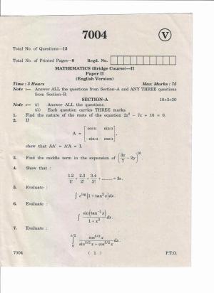 AP Inter 2nd Year Mathematics (Bridge Course)-II March-2019-Vocational Question Paper