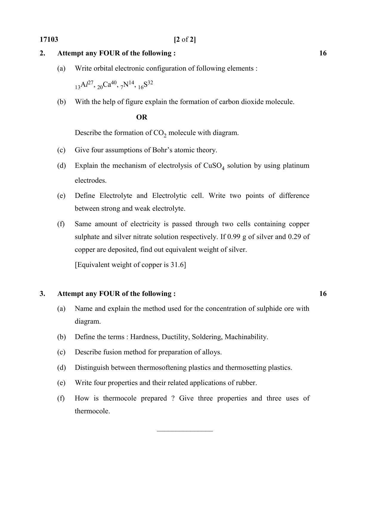 MSBTE Summer Question Paper 2019 - Basic Science - Chemistry - Page 2