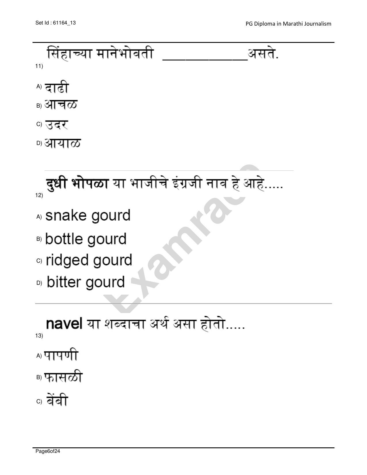 IIMC Journalism (PG Diploma) 2020 Marathi Question Paper - Page 6