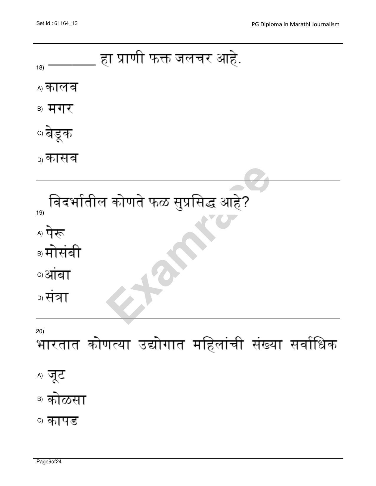 IIMC Journalism (PG Diploma) 2020 Marathi Question Paper - Page 9