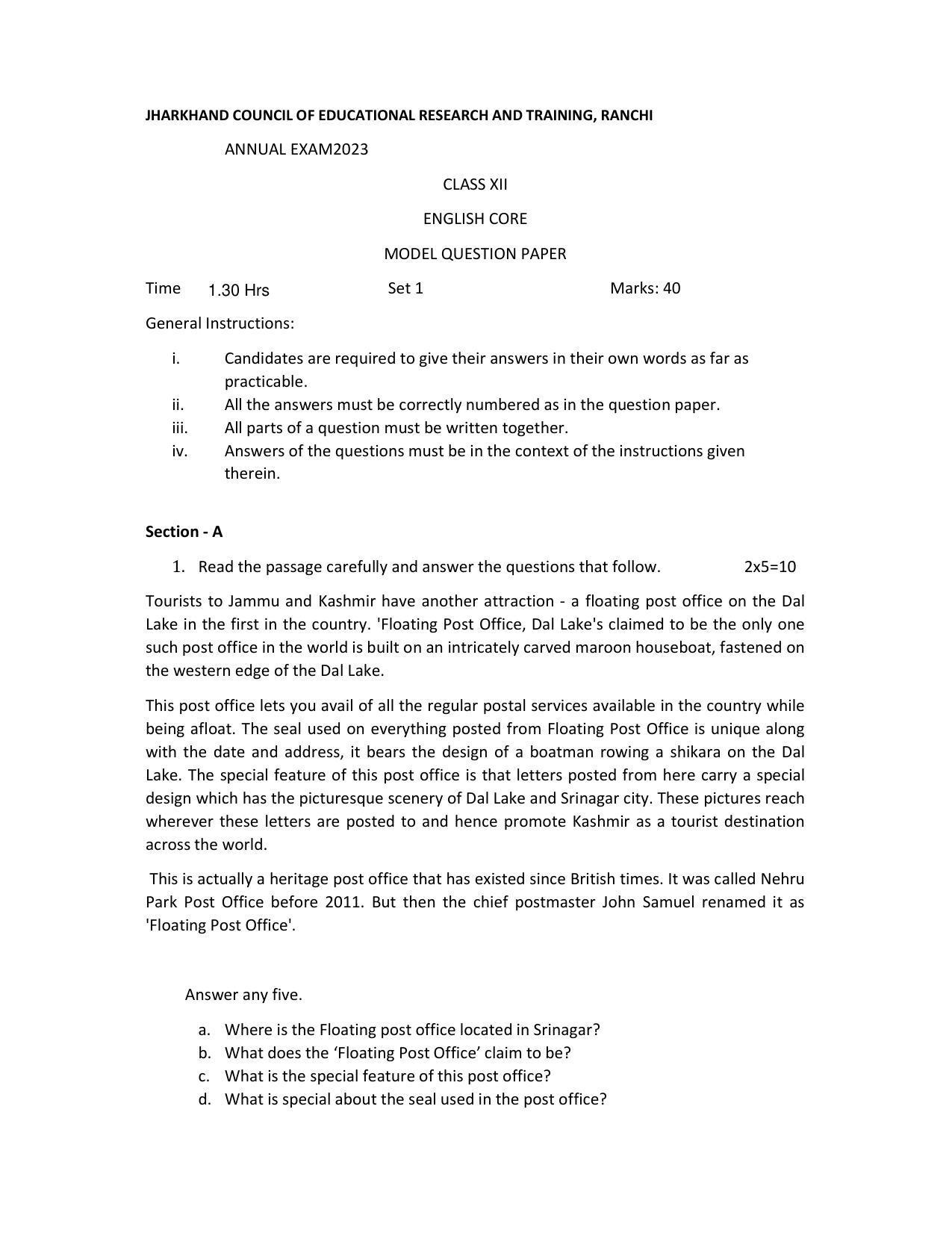 JAC Board 2023 Class 12th Arts Model Paper - Page 10
