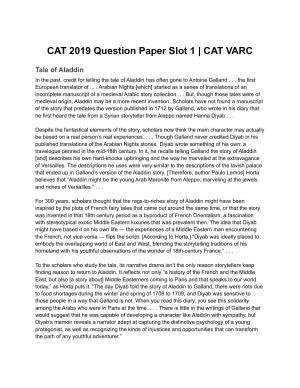 CAT 2019 CAT VARC Slot 1 Question Paper