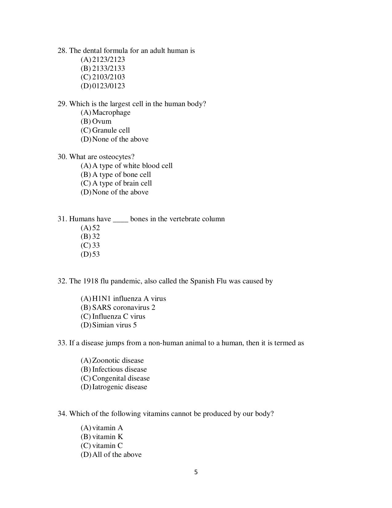Odisha CPET 2021 ANTHROPOLOGY(SCIENCE) Question Paper - Page 5