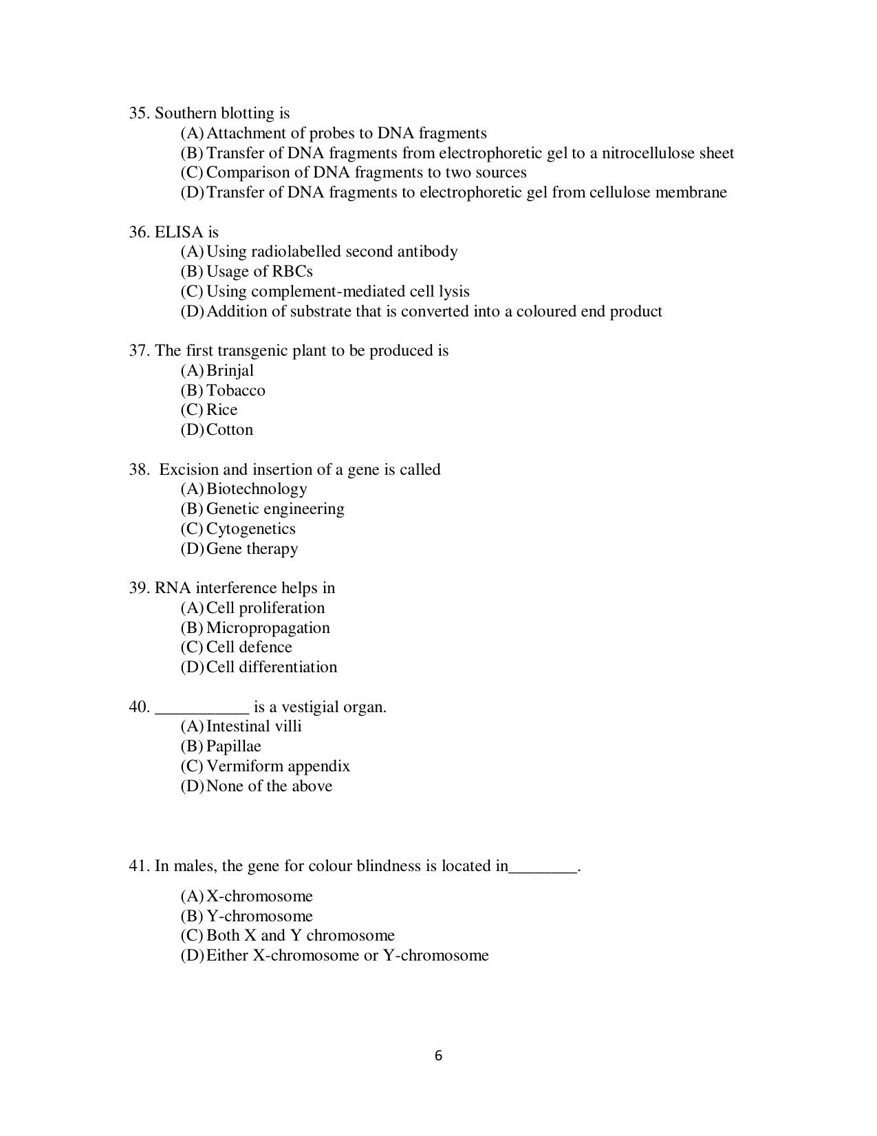 Odisha CPET 2021 ANTHROPOLOGY(SCIENCE) Question Paper - Page 6