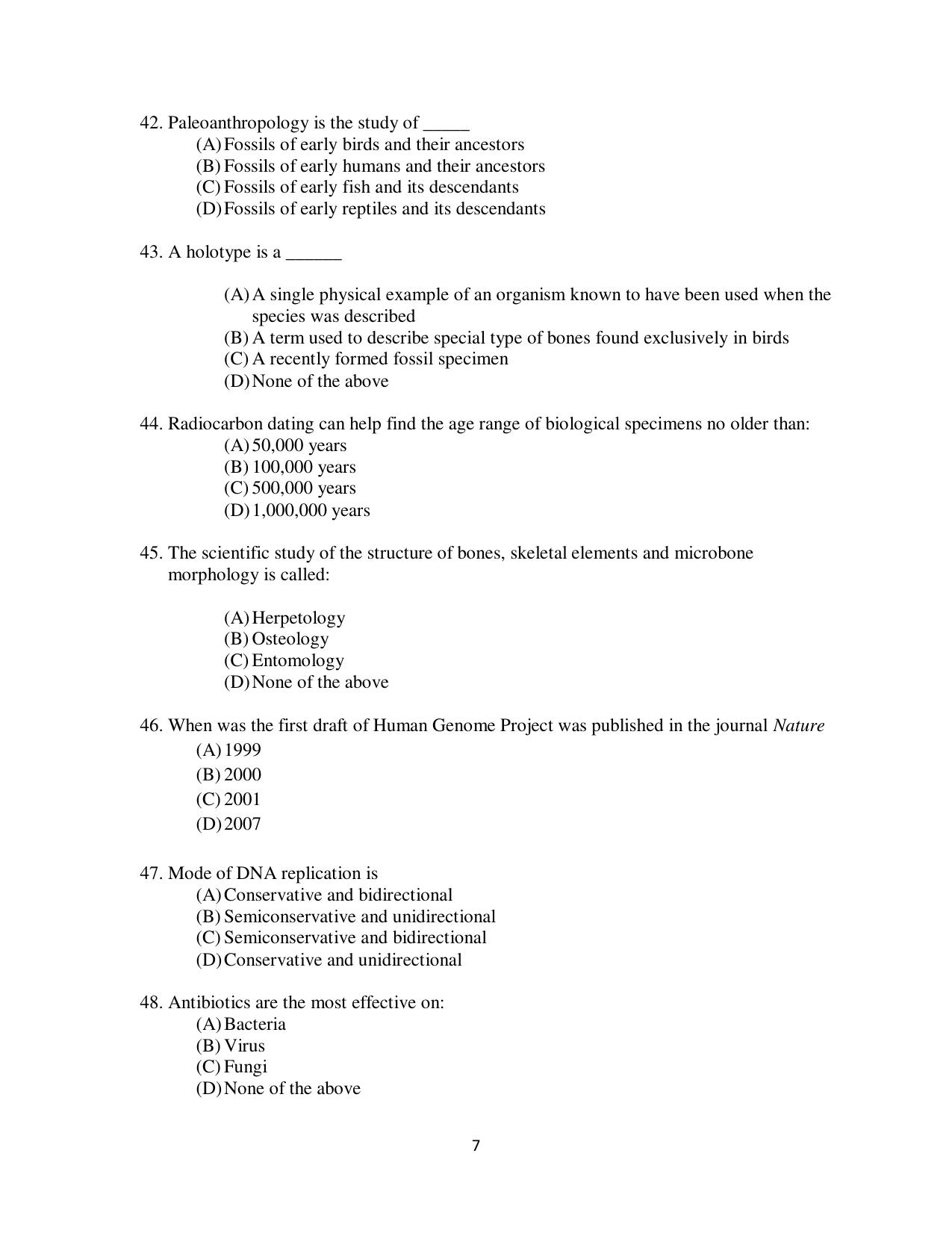 Odisha CPET 2021 ANTHROPOLOGY(SCIENCE) Question Paper - Page 7