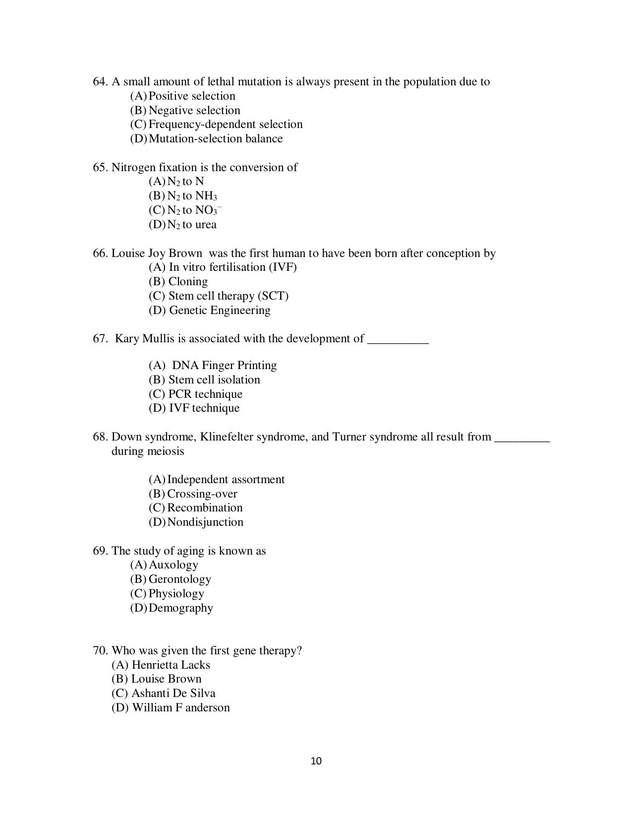 Odisha CPET 2021 ANTHROPOLOGY(SCIENCE) Question Paper - Page 10